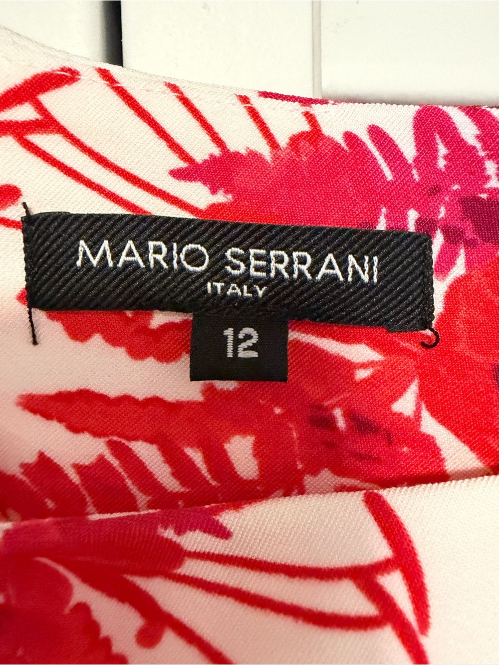 Mario Serrani Italy Floral Sheath Dress White Red Size 12 - Picture 3 of 5